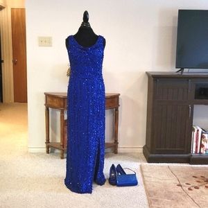 Shail K. Royal Blue evening dress w-Cami Royal Blue High Heels and Matching Bag